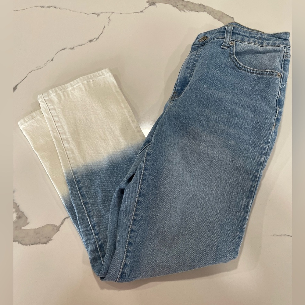 Crown & Ivy hi rise skinny jeans 4 dip dye